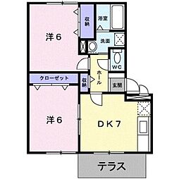 ガーデンハイツC 2DKの間取図画像