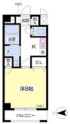 クレパイン 1Kの間取図画像