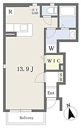 フラワーガーデン弐番館 ワンルームの間取図画像