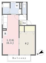 クレール泉2 1LDKの間取図画像