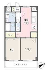 渋谷ビル 2DKの間取図画像