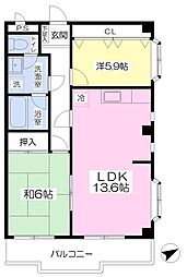 ヴィラエスペランサ 2LDKの間取図画像