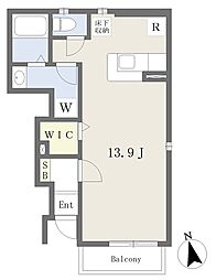 フラワーガーデン弐番館 ワンルームの間取図画像