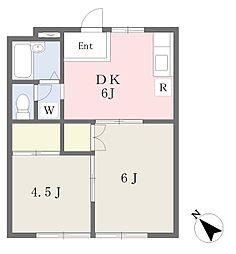 サマックスシャルム愛甲1 2DKの間取図画像