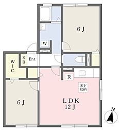 ルミナス厚木2 2LDKの間取図画像