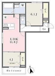 レディーレ2 2LDKの間取図画像