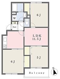 ベルニーナ壱番館 3LDKの間取図画像