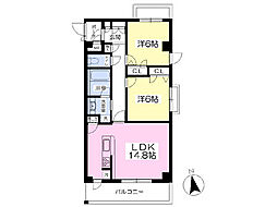 グランドール伊勢山 2LDKの間取図画像