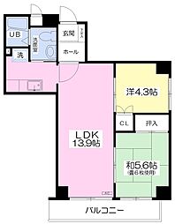 グレイスマンション 2LDKの間取図画像