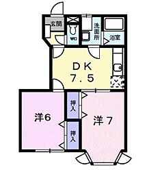 ヴィアーレK・S 2DKの間取図画像