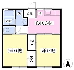 コーポ山口 2DKの間取図画像