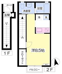 グラン・シーダー西加瀬　Ｆ 2階ワンルームの間取り