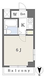 プラーズ新丸子 1階1Kの間取り