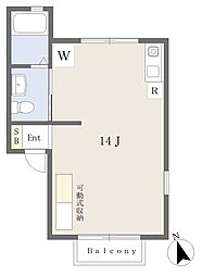 ブルックハイム ワンルームの間取図画像