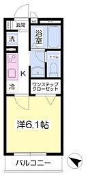 サンパティーク 1Kの間取図画像
