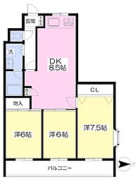 ニューゴールドコーポ1号館 3DKの間取図画像