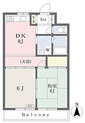 ホワイトメゾン綱島 2DKの間取図画像