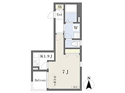ヴィラージュ小杉 1Kの間取図画像