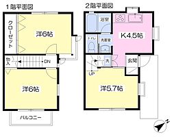 クリフサイドテラスＢ 1階3Kの間取り