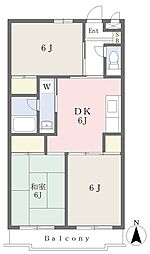 JR中央線 立川駅 バス35分 三本榎下車 徒歩3分の賃貸マンション 3階3DKの間取り