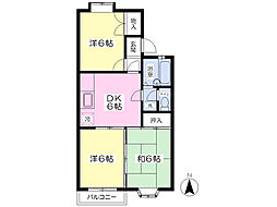 JR五日市線 東秋留駅 徒歩15分の賃貸アパート 2階3DKの間取り