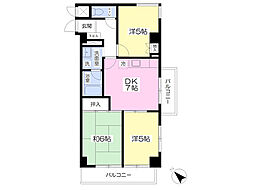 JR青梅線 河辺駅 徒歩12分の賃貸マンション 4階3DKの間取り