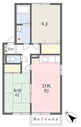 エピナールIIＡ 2階2DKの間取り