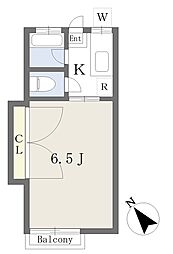 小山ハイツ1 1Kの間取図画像