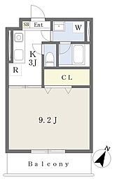 カスターニャ 1Kの間取図画像