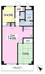 メルベーユ相模原 2LDKの間取図画像