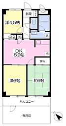 メルベーユ相模原 3DKの間取図画像
