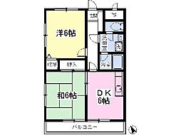 エトワール・ヤガラ 2DKの間取図画像