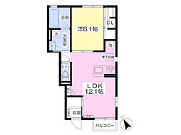 ルミエール 1LDKの間取図画像