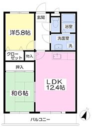 ドルチェ光ヶ丘 2LDKの間取図画像