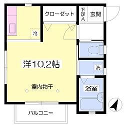 カルム 2階ワンルームの間取り