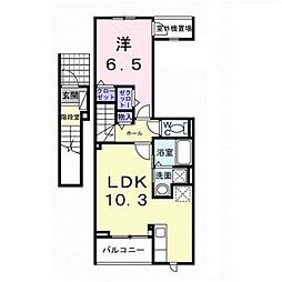 グラン・ハーモニー忠生公園 2階1LDKの間取り