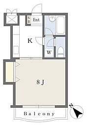第二林マンション 1階1Kの間取り