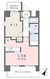 Ｐｅａｃｈ　Ｆｏｒｔ 5階1LDKの間取り