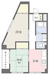 コンフォート中町 6階2DKの間取り