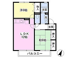 フェリックスつきみ野 2LDKの間取図画像