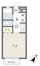 エスコートC館 ワンルームの間取図画像