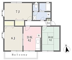 カナール成瀬台A 3DKの間取図画像