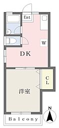 ハイツかねこ 1DKの間取図画像