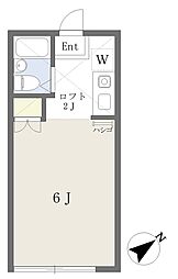 コマドリハイツ ワンルームの間取図画像