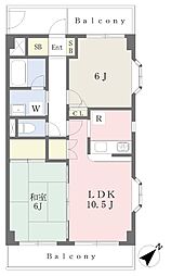 グリーンコート相武 2LDKの間取図画像