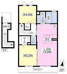ドミールT 2LDKの間取図画像