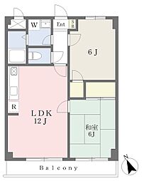 第一パルビル 3階2LDKの間取り
