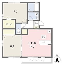 サンフラワーB 2LDKの間取図画像