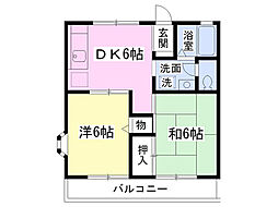 グリーンヴィラ 2DKの間取図画像