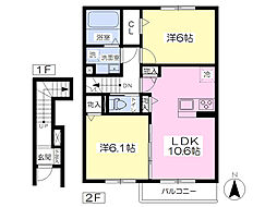 カリーノ 2LDKの間取図画像